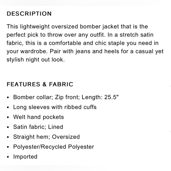 Express satin bomber jacket (women’s L) (NWT) - Picture 6 of 16